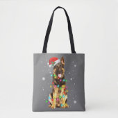 ドイツ羊飼い犬の木クリスマスセータークリスマス トートバッグ (正面)