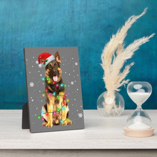 ドイツ羊飼い犬の木クリスマスセータークリスマス フォトプラーク (側面)