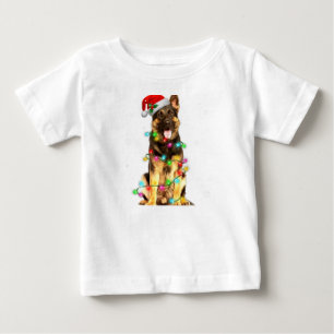 ドイツ羊飼い犬の木クリスマスセータークリスマス ベビーTシャツ