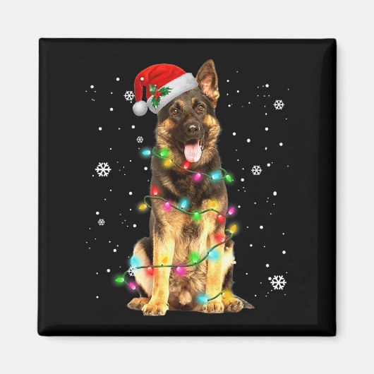 ドイツ羊飼い犬の木クリスマスセータークリスマス マグネット (正面)