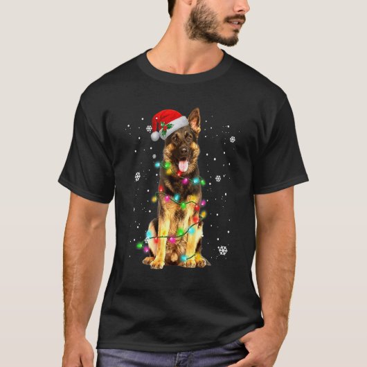 ドイツ羊飼い犬の木クリスマスセータークリスマス Tシャツ (正面)