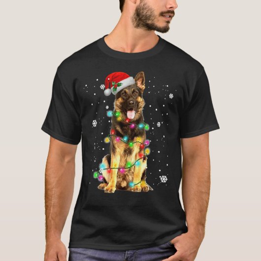 ドイツ羊飼い犬の木クリスマスセータークリスマス Tシャツ (正面)