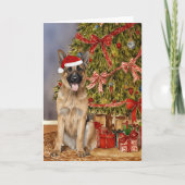 ドイツ羊飼い犬の水の色クリスマスツリーカード カード (正面)