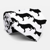 ドイツ羊飼い犬の白黒 ネクタイ (ロール)