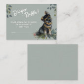 ドイツ羊飼い犬の赤ちゃんシャワーおむつラッフル エンクロージャーカード (正面/裏面)