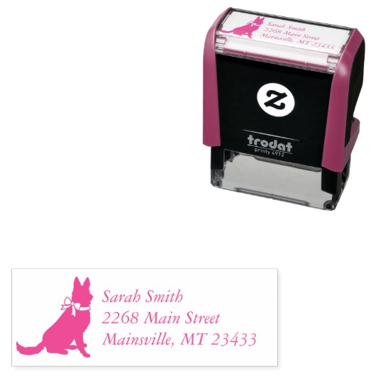 ドイツ羊飼い犬の赤ちゃんシャワーピンクの女の子 セルフインキングスタンプ (インサイチュ)