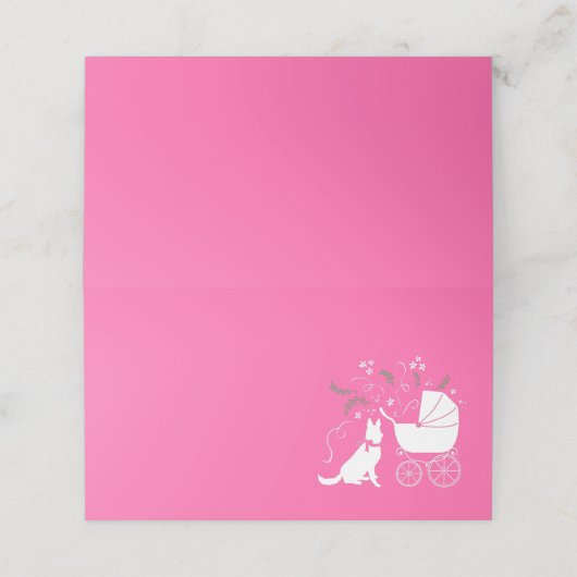 ドイツ羊飼い犬の赤ちゃんシャワーピンクの女の子 プレイスカード (外部開封)