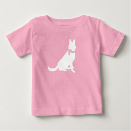 ドイツ羊飼い犬の赤ちゃんシャワーピンクの女の子 ベビーTシャツ