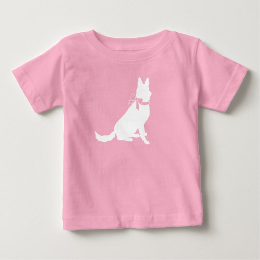 ドイツ羊飼い犬の赤ちゃんシャワーピンクの女の子 ベビーTシャツ (正面)