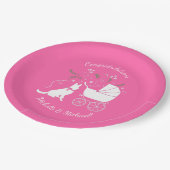 ドイツ羊飼い犬の赤ちゃんシャワーピンクの女の子 ペーパープレート (アングル)