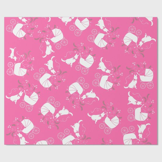 ドイツ羊飼い犬の赤ちゃんシャワーピンクの女の子 ラッピングペーパー (フラット)