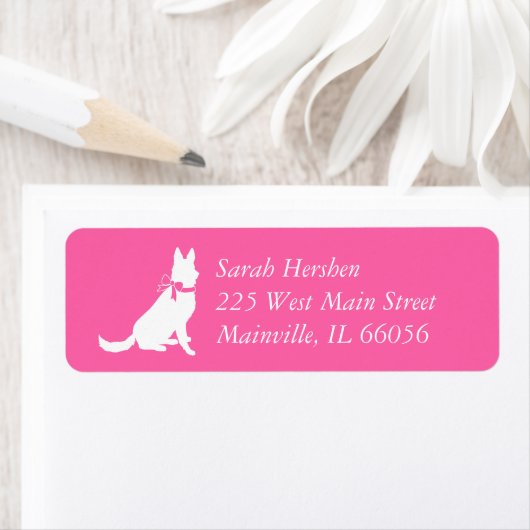 ドイツ羊飼い犬の赤ちゃんシャワーピンクの女の子 ラベル (インサイチュ)