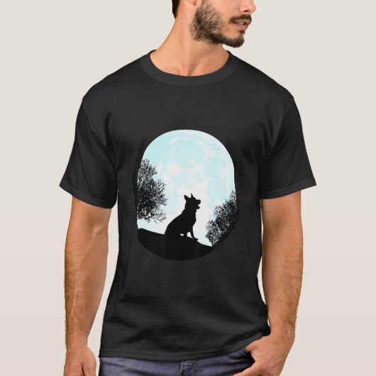 ドイツ羊飼い犬ウルムーンキュートなシルエットラブ Tシャツ (正面)