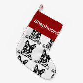 ドイツ羊飼い犬カスタマイズ靴下- P スモールクリスマスストッキング (正面 (吊り時))