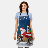 ドイツ羊飼い犬クリスマスサンタクロース エプロン (着用した状態)