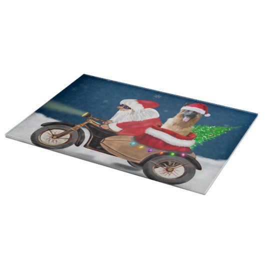 ドイツ羊飼い犬クリスマスサンタクロース カッティングボード (角)