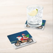 ドイツ羊飼い犬クリスマスサンタクロース スクエアペーパーコースター (インサイチュ)