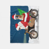 ドイツ羊飼い犬クリスマスサンタクロース フリースブランケット (正面)