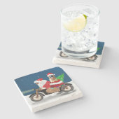 ドイツ羊飼い犬クリスマスサンタ ストーンコースター (横)