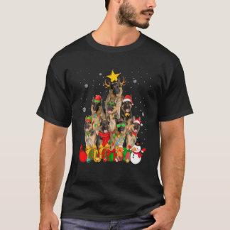 ドイツ羊飼い犬クリスマスツリーライツおもしろいXm Tシャツ