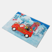 ドイツ羊飼い犬クリスマスデリバリートラック雪 ドアマット (アングル)