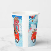 ドイツ羊飼い犬クリスマスデリバリートラック雪 紙コップ (左)