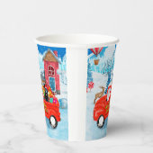 ドイツ羊飼い犬クリスマスデリバリートラック雪 紙コップ (右)