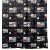 ドイツ羊飼い犬サングラスアメリカ国旗 シャワーカーテン (正面)