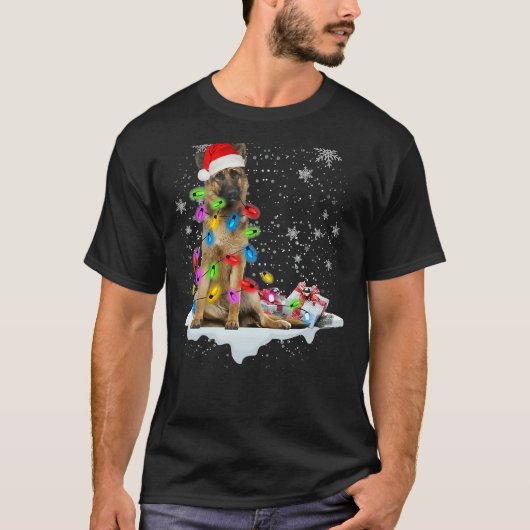 ドイツ羊飼い犬サンタ・クリスマス Tシャツ (正面)