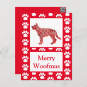 ドイツ羊飼い犬シルエット赤メリークリスマス ポストカード (正面/裏面)