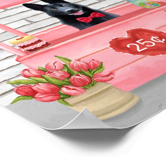 ドイツ羊飼い犬バレンタインデーキスをするス ポスター (角)