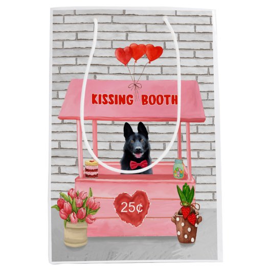 ドイツ羊飼い犬バレンタインデーキスをするス ミディアムペーパーバッグ (正面)