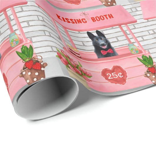 ドイツ羊飼い犬バレンタインデーキスをするス ラッピングペーパー (ロールコーナー)