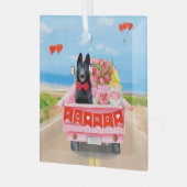 ドイツ羊飼い犬バレンタインデートラックハート ガラスオーナメント (正面左)