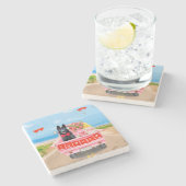 ドイツ羊飼い犬バレンタインデートラックハート ストーンコースター (横)