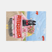 ドイツ羊飼い犬バレンタインデートラックハート フリースブランケット (正面(横))