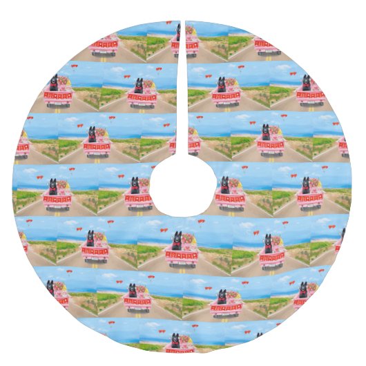 ドイツ羊飼い犬バレンタインデートラックハート ブラッシュドポリエステルツリースカート (正面)