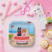 ドイツ羊飼い犬バレンタインデートラックハート ペーパープレート (パーティー)