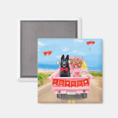 ドイツ羊飼い犬バレンタインデートラックハート マグネット (正面/裏面)