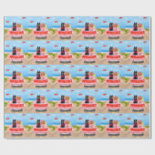 ドイツ羊飼い犬バレンタインデートラックハート ラッピングペーパー (フラット)