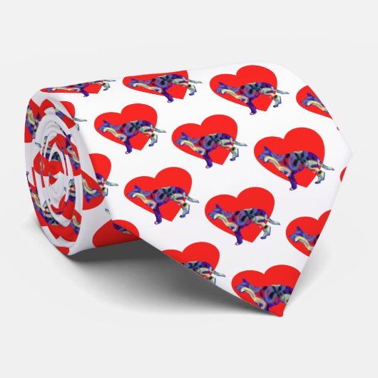 ドイツ羊飼い犬バレンタインデーハートホワイトネック ネクタイ (ロール)