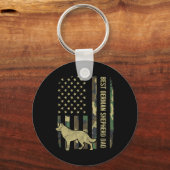ドイツ羊飼い犬パパカモフラージアメリカ国旗 キーホルダー (正面)