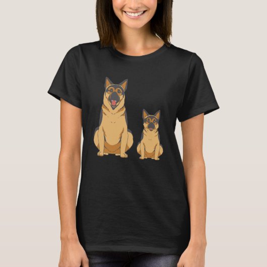 ドイツ羊飼い犬ファミリー男性へグラフィック女性C Tシャツ (正面)