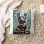 ドイツ羊飼い犬フローラ化粧枕 クッション (ブランケット)