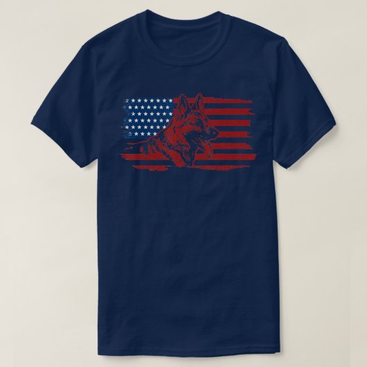 ドイツ羊飼い犬米国国旗Patriotic K-9 Un Tシャツ (デザイン正面)