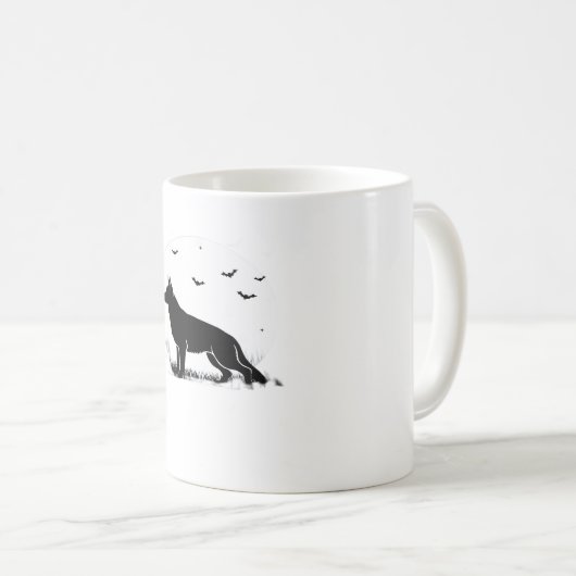 ドイツ羊飼い犬 – ハロウィーンムーンシルエットCl コーヒーマグカップ (正面右)