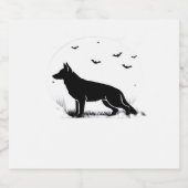 ドイツ羊飼い犬 – ハロウィーンムーンシルエットCl スパークリングワインラベル (シングルラベル)