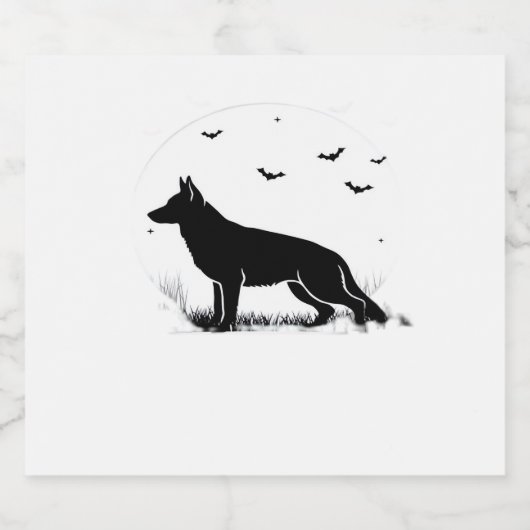 ドイツ羊飼い犬 – ハロウィーンムーンシルエットCl スパークリングワインラベル (シングルラベル)