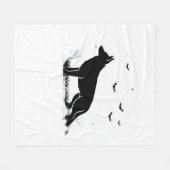 ドイツ羊飼い犬 – ハロウィーンムーンシルエットCl フリースブランケット (正面(横))