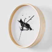 ドイツ羊飼い犬 – ハロウィーンムーンシルエットCl 壁時計 (傾斜)